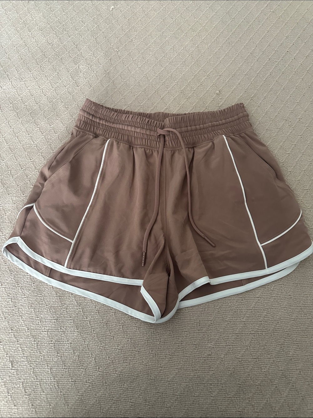 Abercrombie YPB Women's Brown/Tan Athletic Shorts with White Trim
